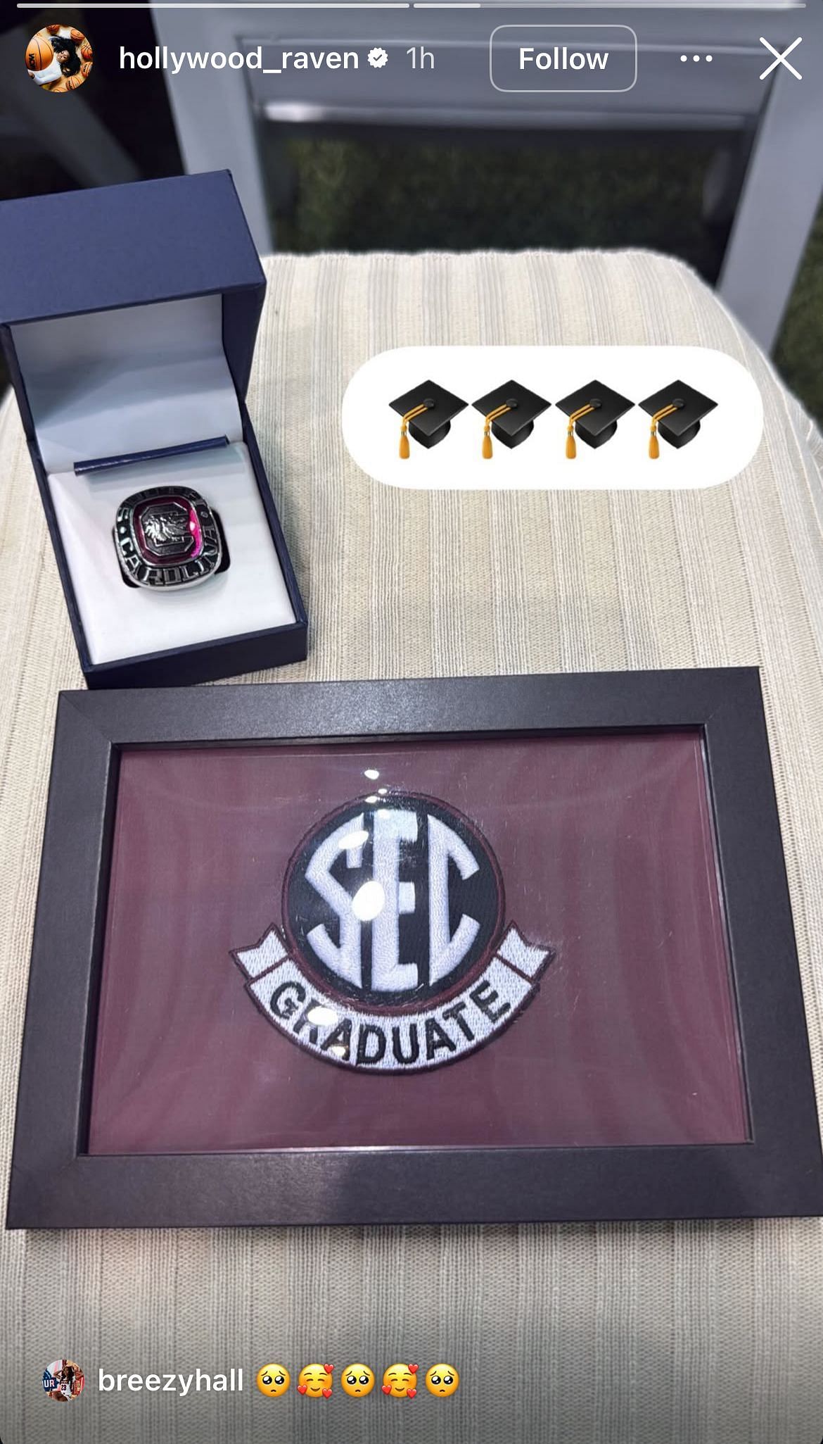 Raven Johnson shows off her new plaque and ring (Raven Johnson/IG)